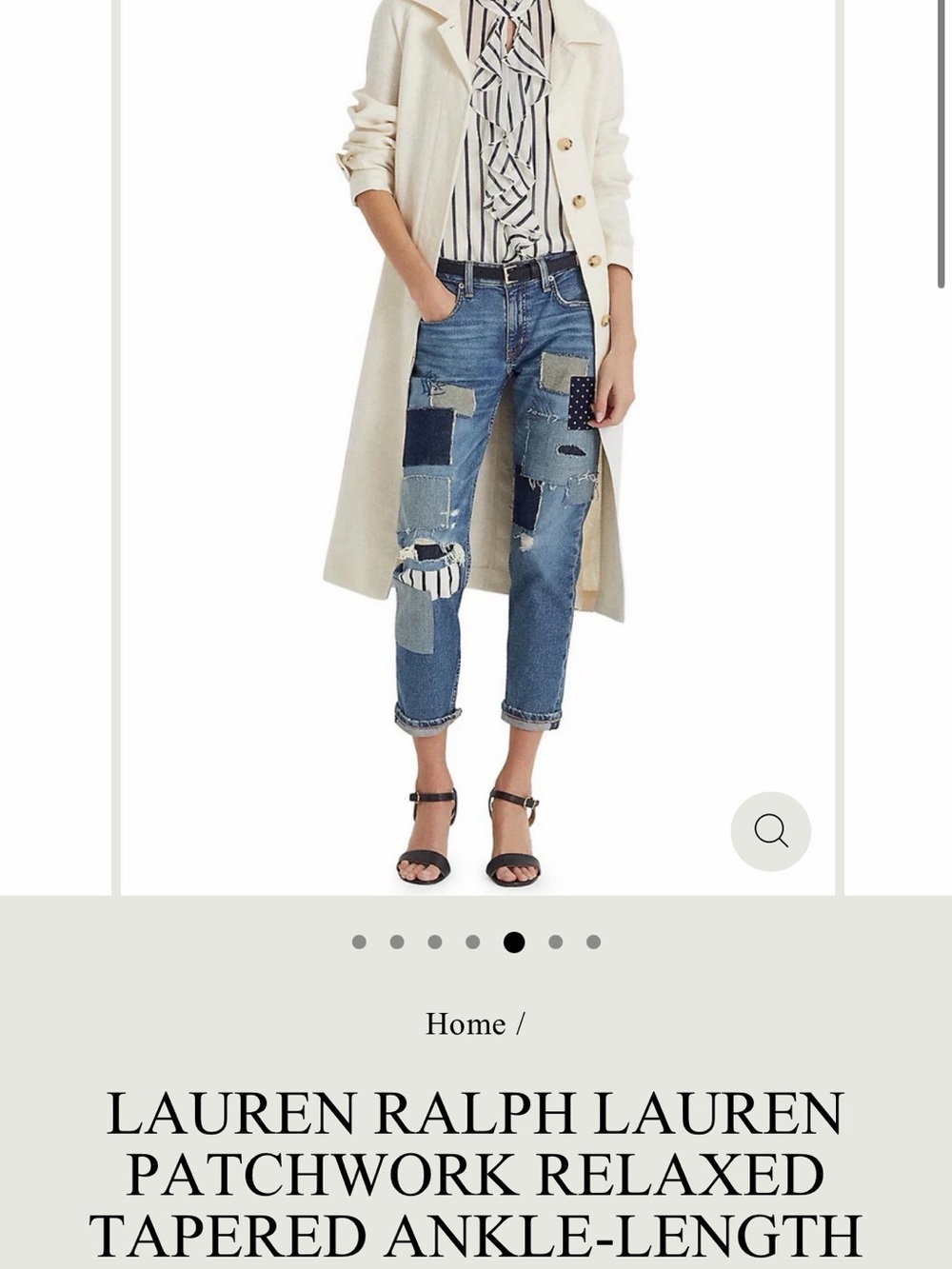 Ralph Lauren Mid-Blue Patchwork Cropped Jeans